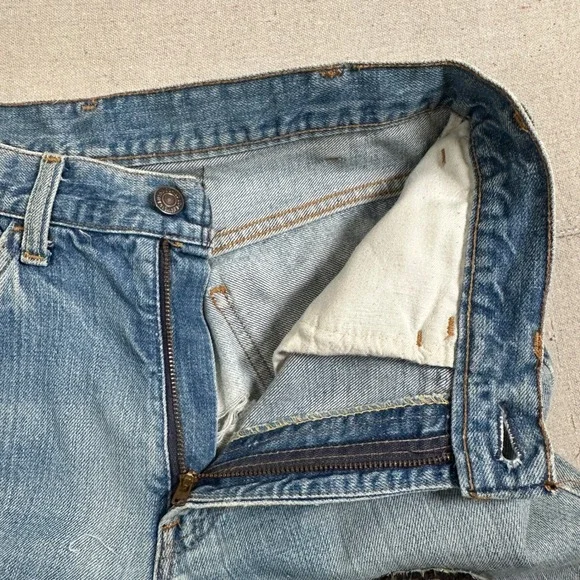 Levi's Custom Patchwork Flare Jeans Distressed Festival Boho 70s Hippie bell - Picture 4 of 12